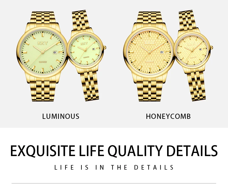 KKY New Brand Creative Golden Briquette Design Quartz Men Women Watches Relogio Masculino Luxury Wrist Watches Female Male Clock
