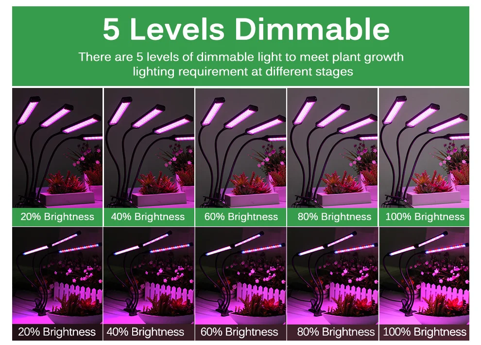 40W 60W 80W LED Grow Light Full Spectrum USB Phyto Lamp With 3 Modes Timing Function For Indoor Flowers Plants Growth Lighting