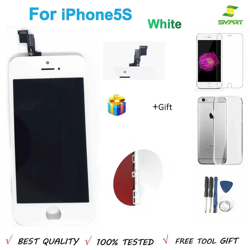 

White Tested LCD For iPhone 5S Pantalla Komplett Einheit LCD Display Screen Touch Digitizer Assembly For iPhone5S 5S LCDs