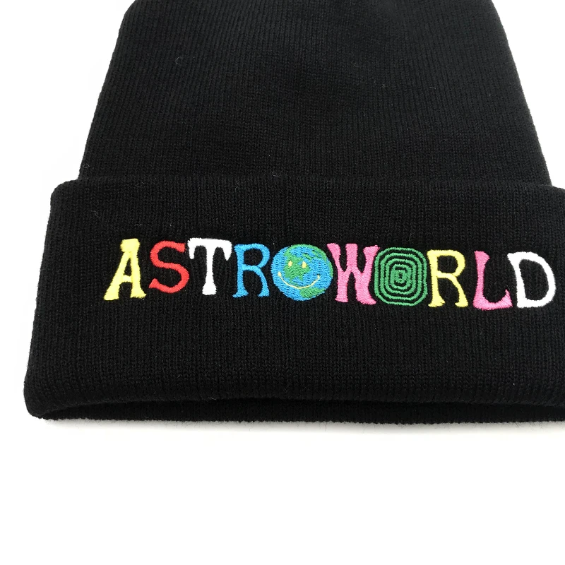 Новинка Travi$ Scott вязаная холодная шапка ASTROWORLD шапочка с вышивкой Astroworld Лыжная теплая зимняя унисекс Трэвиса Скотта Skullies Beanies