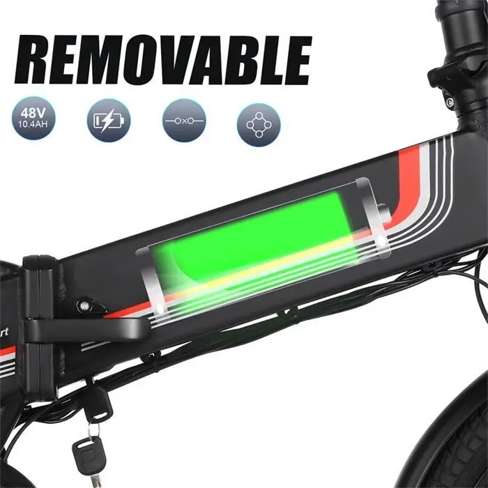 350W Tire Electric Bicycle Beach Cruiser Bike Booster Bike 20inch Lithium Battery Folding Mens Women's ebike 4