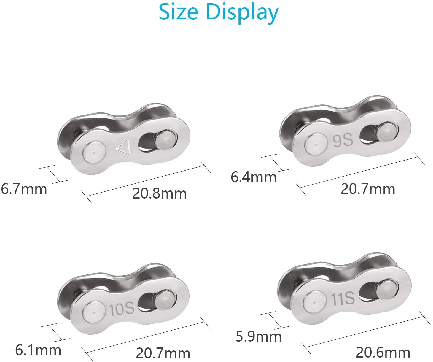 Lot De 9 Paires De Maillons Rapides De Chaîne Vélo - 6/7/8/9/10/11 Vitesses - Argent - Universel