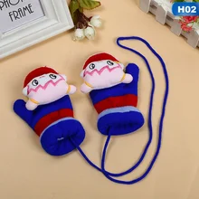 Новинка года; зимние детские перчатки с героями мультфильмов; сумка с лямкой на шее; двойные теплые детские перчатки; новые зимние варежки с веревкой