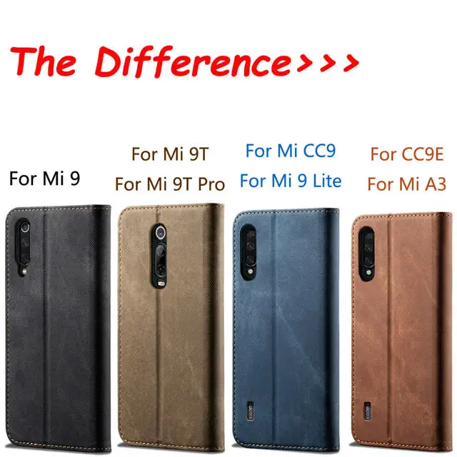 Ретро джинсовый тканевый флип-чехол для Xiaomi Mi CC9 CC9e A3 9 Lite 9T Pro Магнитный чехол s кошелек Чехол холщовая ткань чехол для телефона оболочка