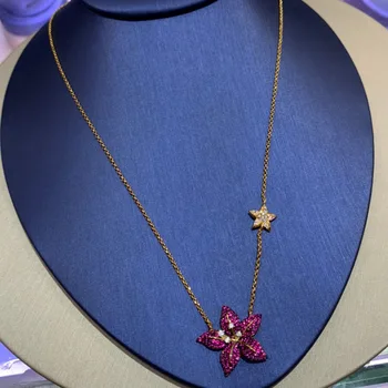 

UMGODLY Fashion Necklace Gold Color Tropical Jungle Burgundy Flower Pendant Adjustable Necklace Women Fine Jewelry