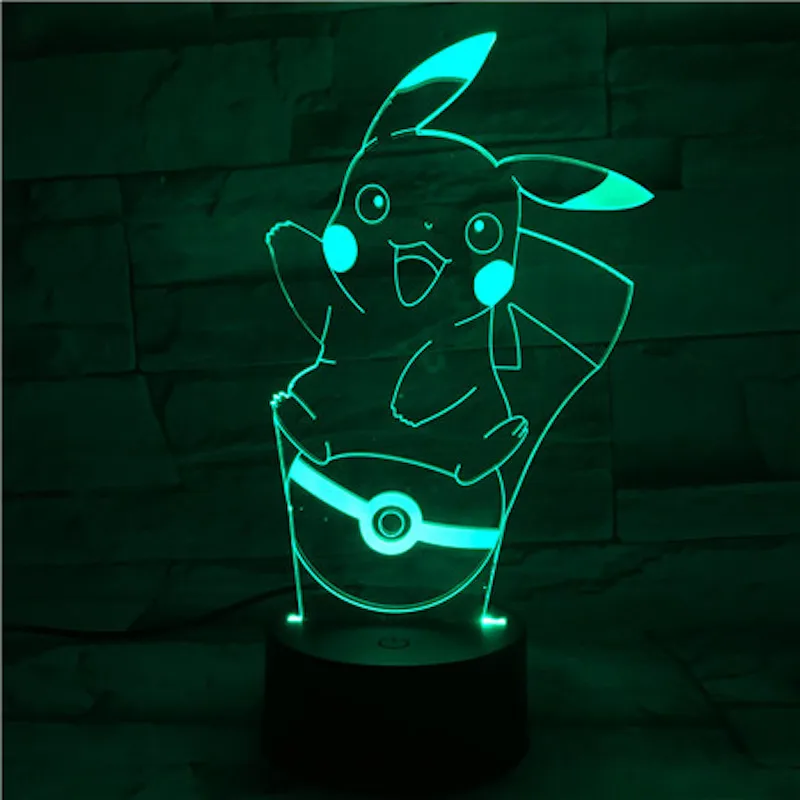 Pokemon Go рисунок Пикачу 3d ночной светильник светодиодный сенсорный датчик Декор для гостиной Прямая поставка батарейный Ночной светильник Настольная лампа Пикачу