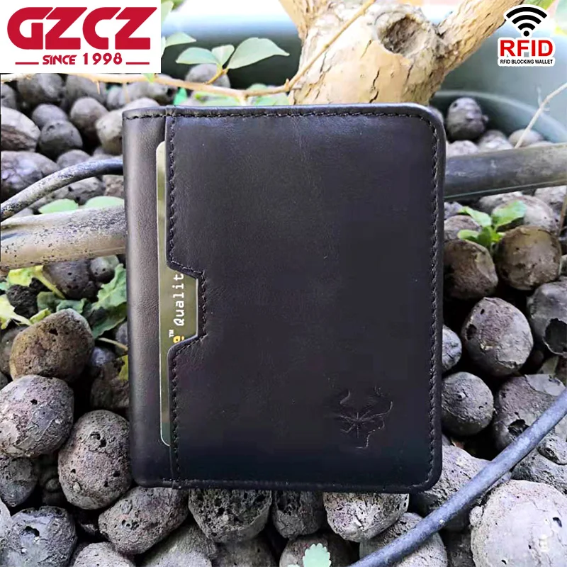 

GZCZ Genuine Leather Wallet Men Luxury Portomonee Coin Purse PORTFOLIO Card Holder Male Cuzdan Slim Male Money Bag Purses