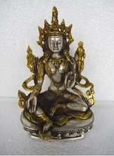 Envío Gratis estatua de Buda de plata tibetana dorada bronce verde diosa tara(China)
