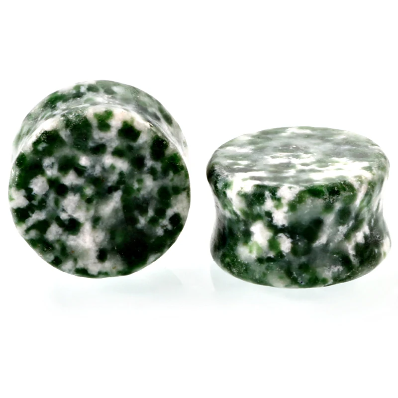 2 шт./пара натуральный камень двойной расклешенные ушной раковины беруши датчики, на возраст 6-16 мм экспандер для уха носилки серьги, бижутерия для пирсинга - Окраска металла: green point