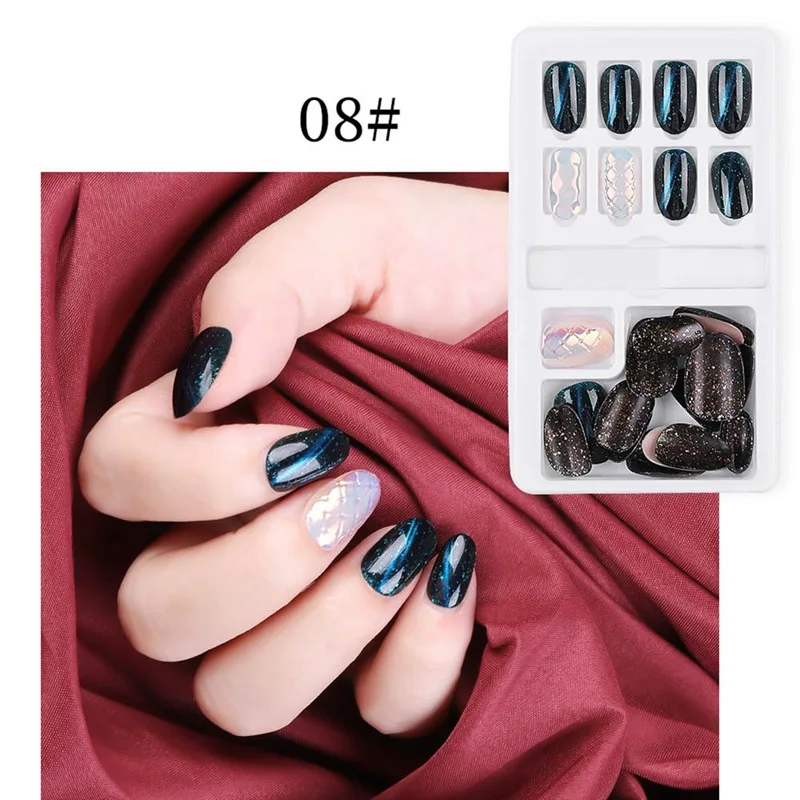 30pcs New Fake Nails Finished Nail Art Stickers Wearable Nails Stickers Wear-resistant Waterproof 30 Boxed