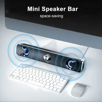 

YABA Home Soundbar Computer Speaker with LED Light Household Desktop Dual Speaker 3D Stereo Surround for PC TV