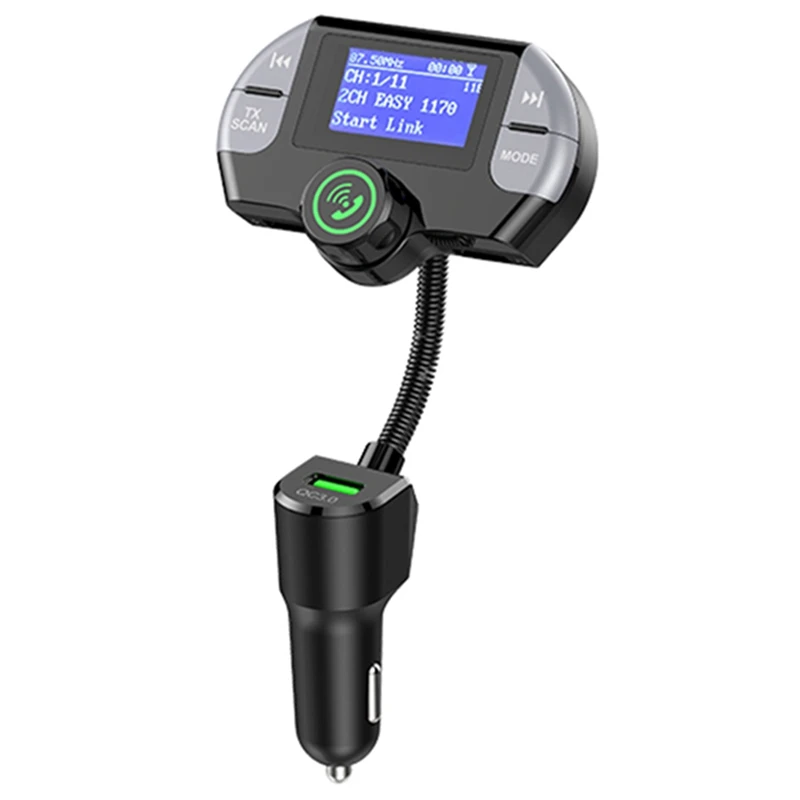 Dab Bluetooth fm-передатчик, беспроводной радиоадаптер Hands-Free автомобильный комплект с дисплеем, Qc3.0 и смарт 2.1A Usb порты, вход Aux/O