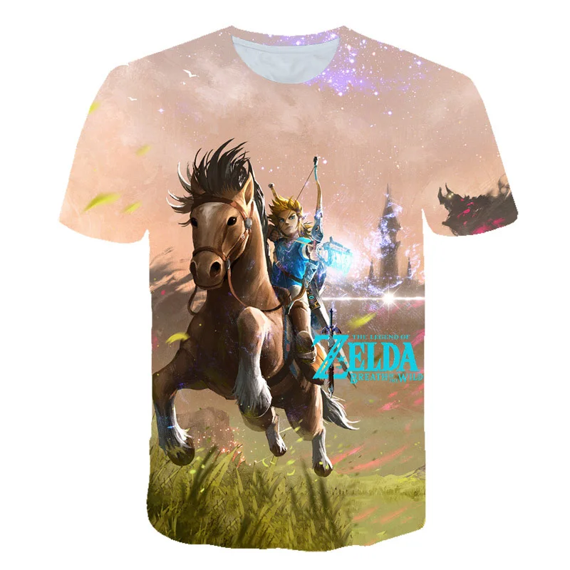 Летняя детская одежда футболка с надписью Breathing of The Wild Link Champion Zelda для мальчиков и