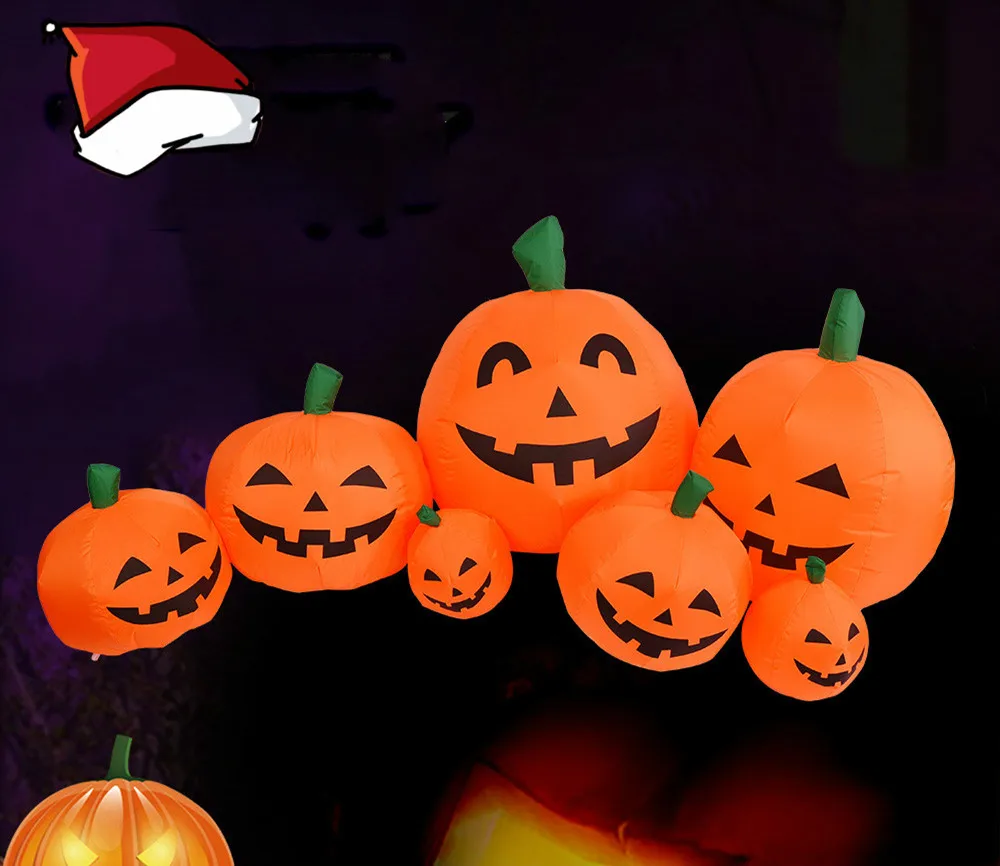 

Free DHL 7.5 Foot Long Inflatable Halloween Pumpkins Decoration Halloween Party Supplies Inflatable Pumpkin Light