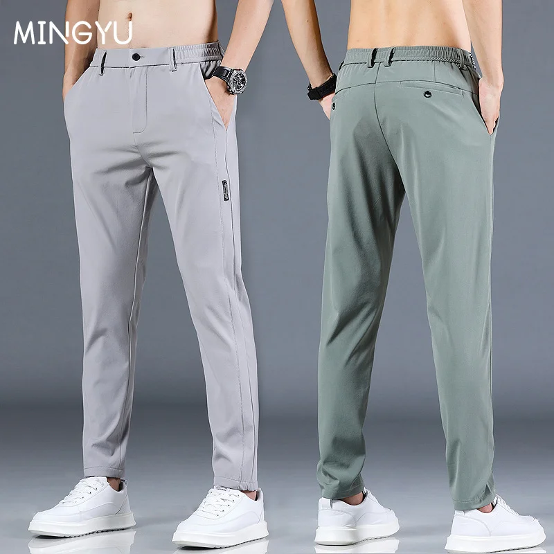 Mingyu летние Для Мужчин's Повседневное брюки мужчин мужские Slim Fit Работа с