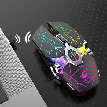 

X13 Wireless Rechargeable Gaming Mouse 6 Buttons Mute Liquid-cooled Shining Mechanical Mice 2400 DPI Non Slip Gel Slim Design