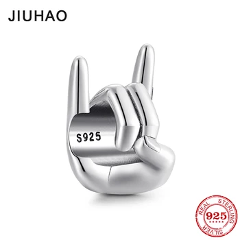 

925 Sterling Silver Charms Love you gesture Bead Fit Original Pandora Charm Bracelet for Jewelry Making for Mother Daughter Gift