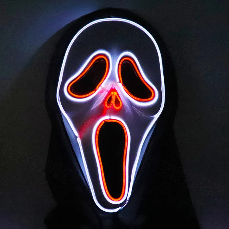 Хэллоуин страшный череп светодиодный светильник-излучающая крик маска праздничные вечерние украшения косплей холодный светильник маска светится в темноте развлечение