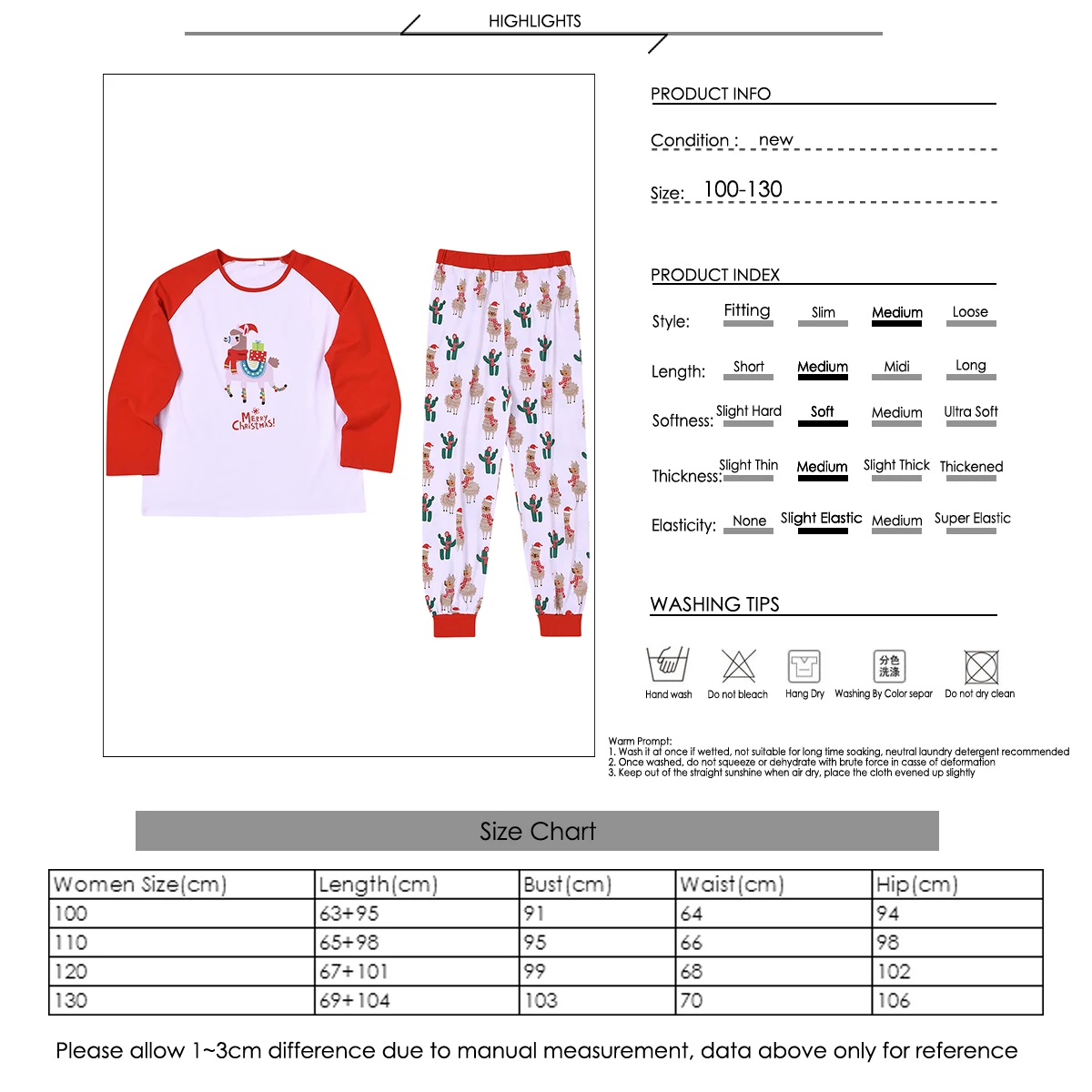 Рождественский повседневный комплект одинаковых пижам для всей семьи, одежда для сна с буквенным принтом альпака, одежда для сна на осень и зиму