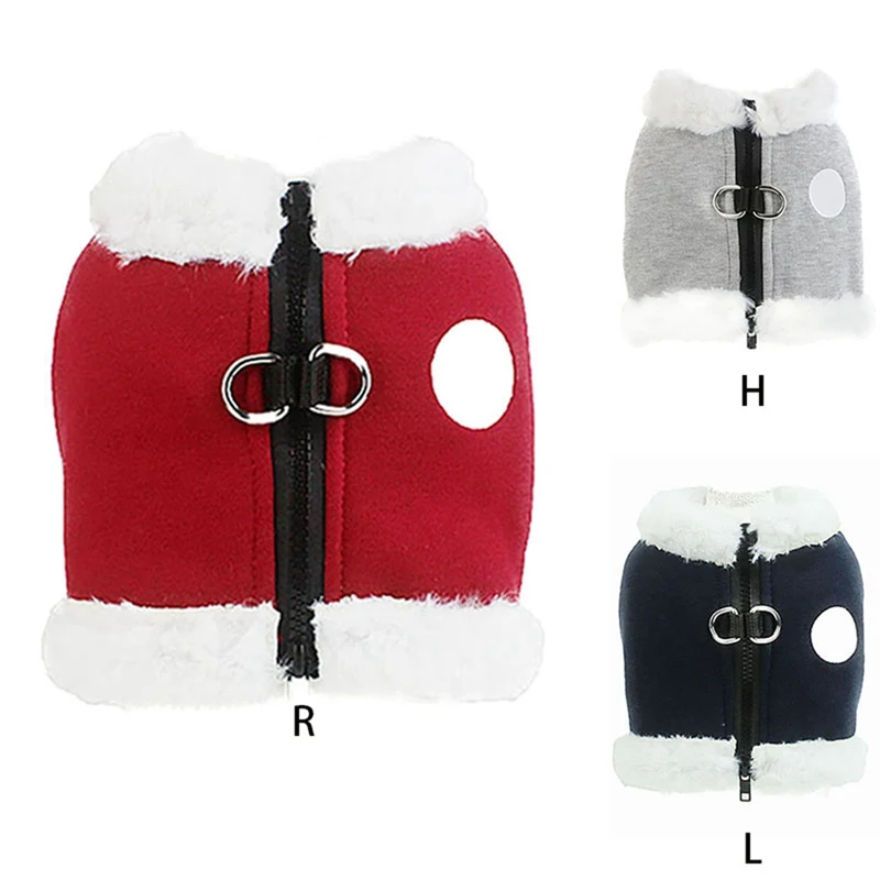 Pet Autumn And Winter Fleeced Warm Chest Vest Harness(with Leash) Dog Outdoor Walking Accessories Clothes