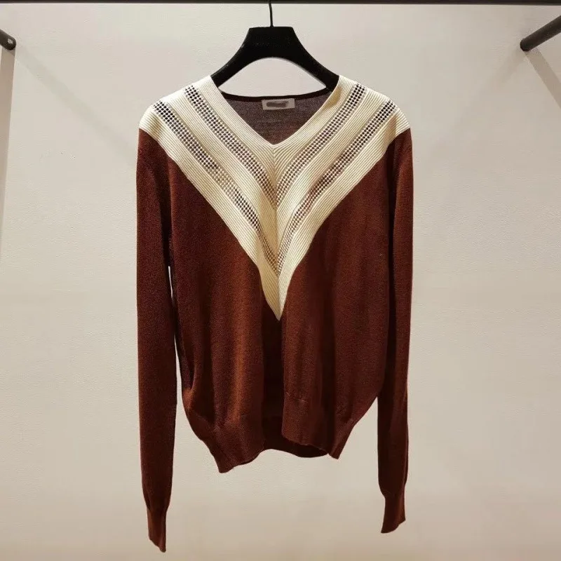 Fall and Winter 2019 New Women's Wear V-Collar Colour Knitted Sweater V-Neck Sweaters Women