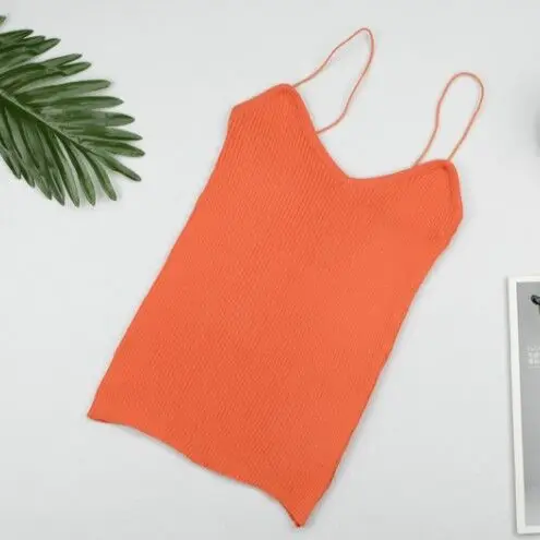 Women Summer Sexy Camisole Tanks Slim Casual Tank Tops Lady's Undershirt Solid Breathable Shoulder Vest For Female - Цвет: Orange