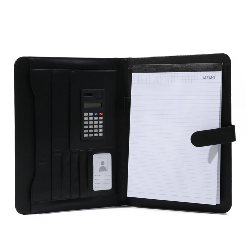 1PC A4 PU Leather File Folder With Calculator Multi-function Business Document Pads Manager Portfolio Cabinet Office Supplies