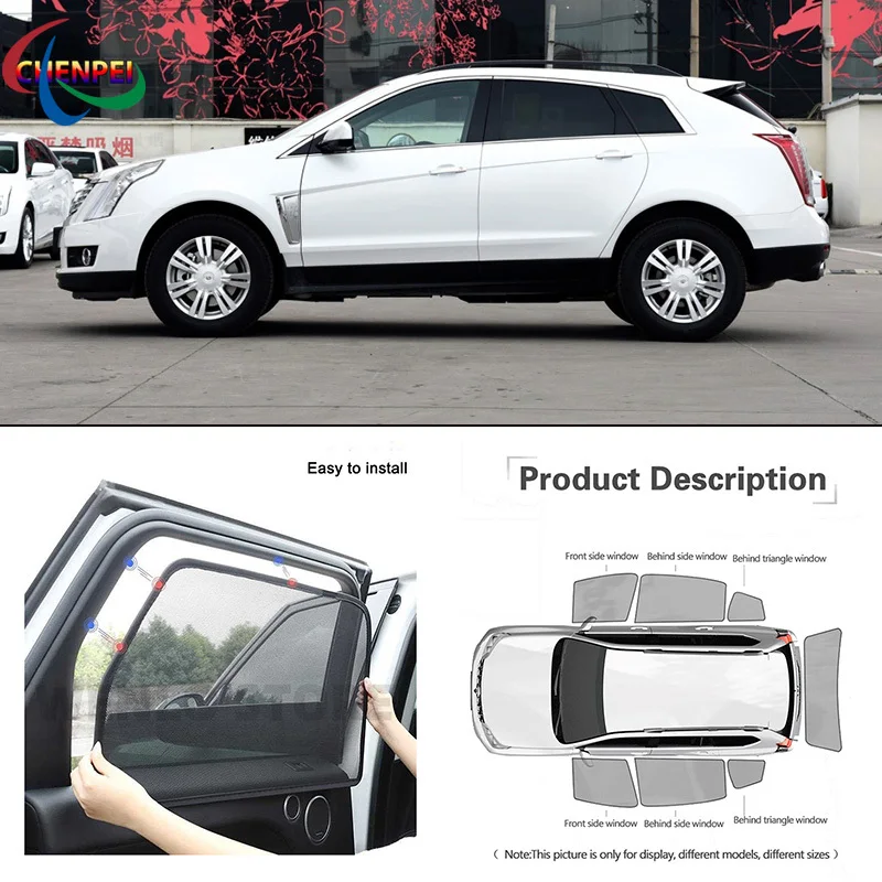 

For Cadillac SRX Car Full Side Windows Magnetic Sun Shade UV Protection Ray Blocking Mesh Visor Car Decoration Accessories