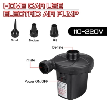 

Home and Car Use Electric Air Pump 3 Nozzles Quick-Fill For Inflatable Air Mattress Beds