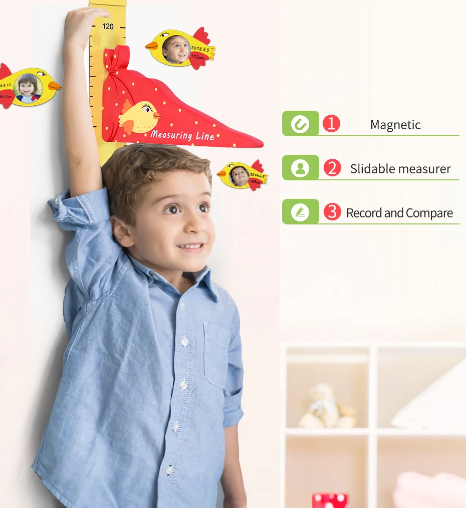 Adesivo de Parede para Crianças Decoração da Arte da Parede Adorável Girafa Altura Medida Quartos Crianças Crescimento Magnético Gráfico Régua Quarto Berçário Decalque 2 para crianças quartos crianças crescimento magnético gráfico