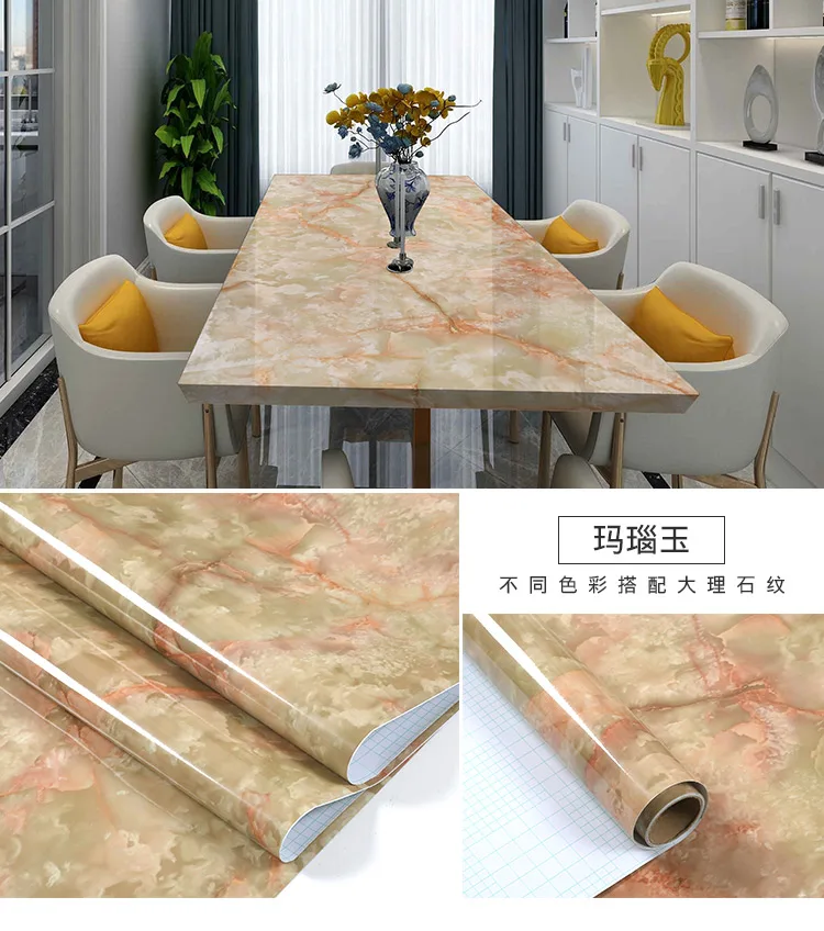 Thickening Waterproof Marble Wallpaper Cabinet Desktop Countertop Furniture Renovation Sticker Kicking Line Self-adhesive