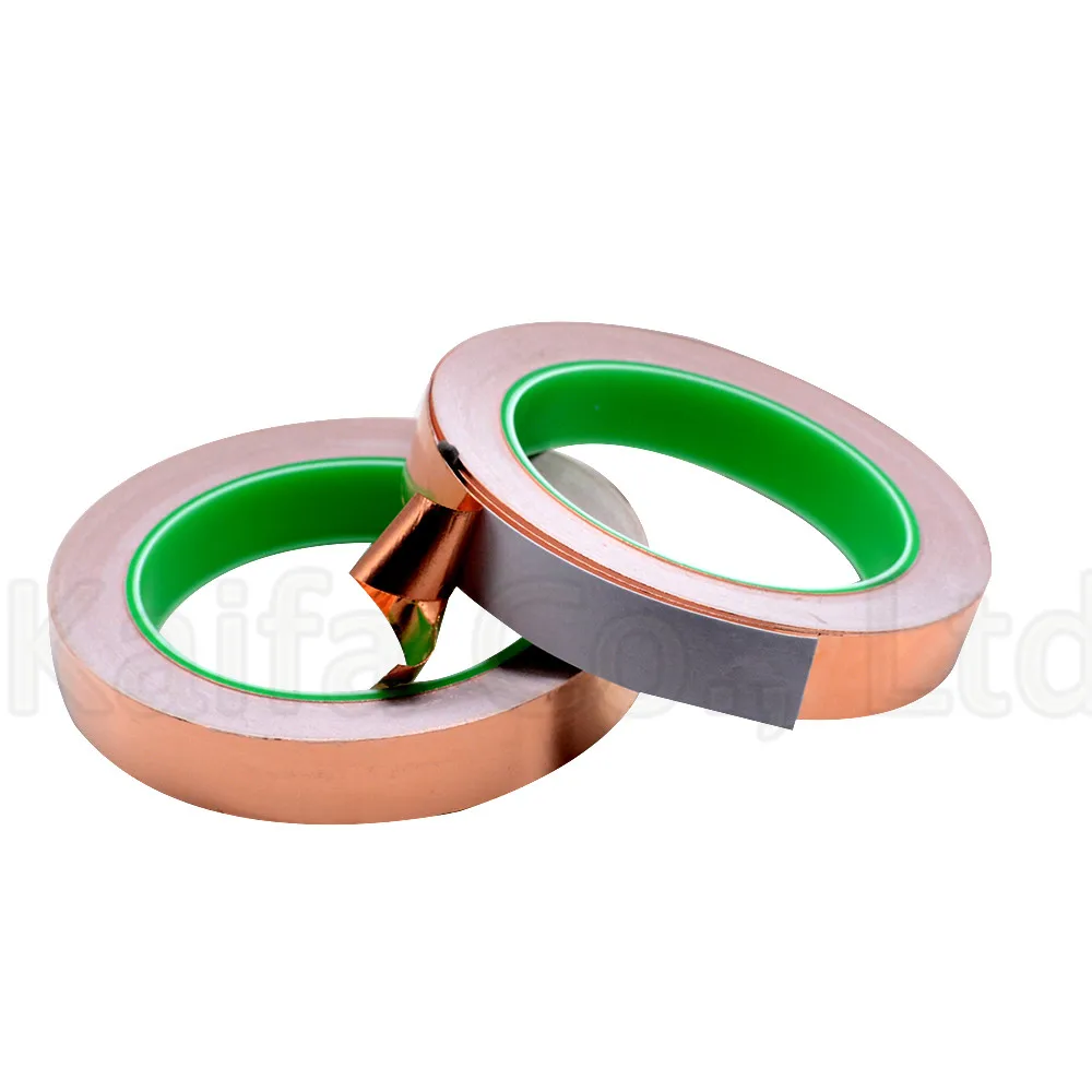 

1PCS 20M 3mm-40mm 16mm Double guide copper foil tape Pure copper Conductive adhesive tape Shield tape Single side glue Soldering