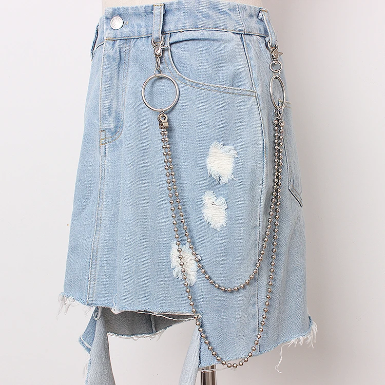 Модные панк хип-хоп трендовые пояс-цепочка на талию Многослойные мужские брюки цепочка на джинсы Панк серебряные металлические большие кольца