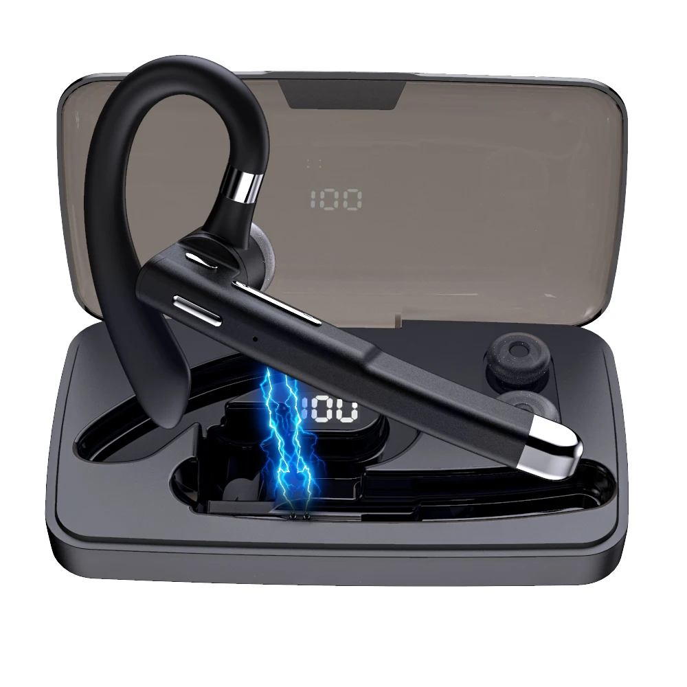 Auriculares inalámbricos con Bluetooth, dispositivo manos libres, con cancelación de ruido y micrófono, con caja de carga