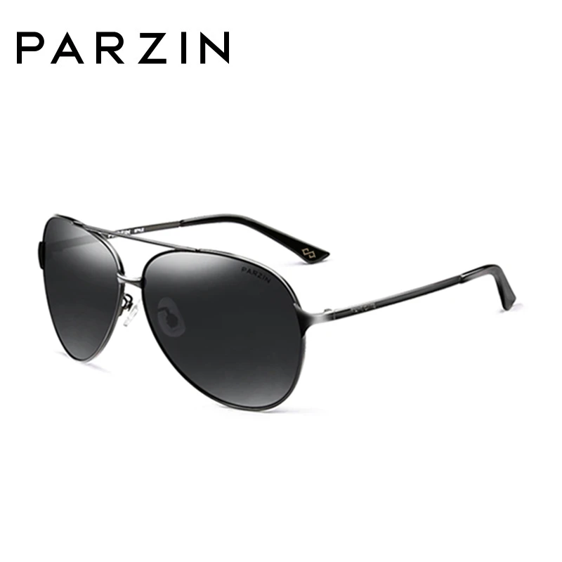 PARZIN, классические авиационные мужские солнцезащитные очки, фирменный дизайн, сплав, оправа пилота, поляризационные солнцезащитные очки для вождения, мужские, черные, UV400