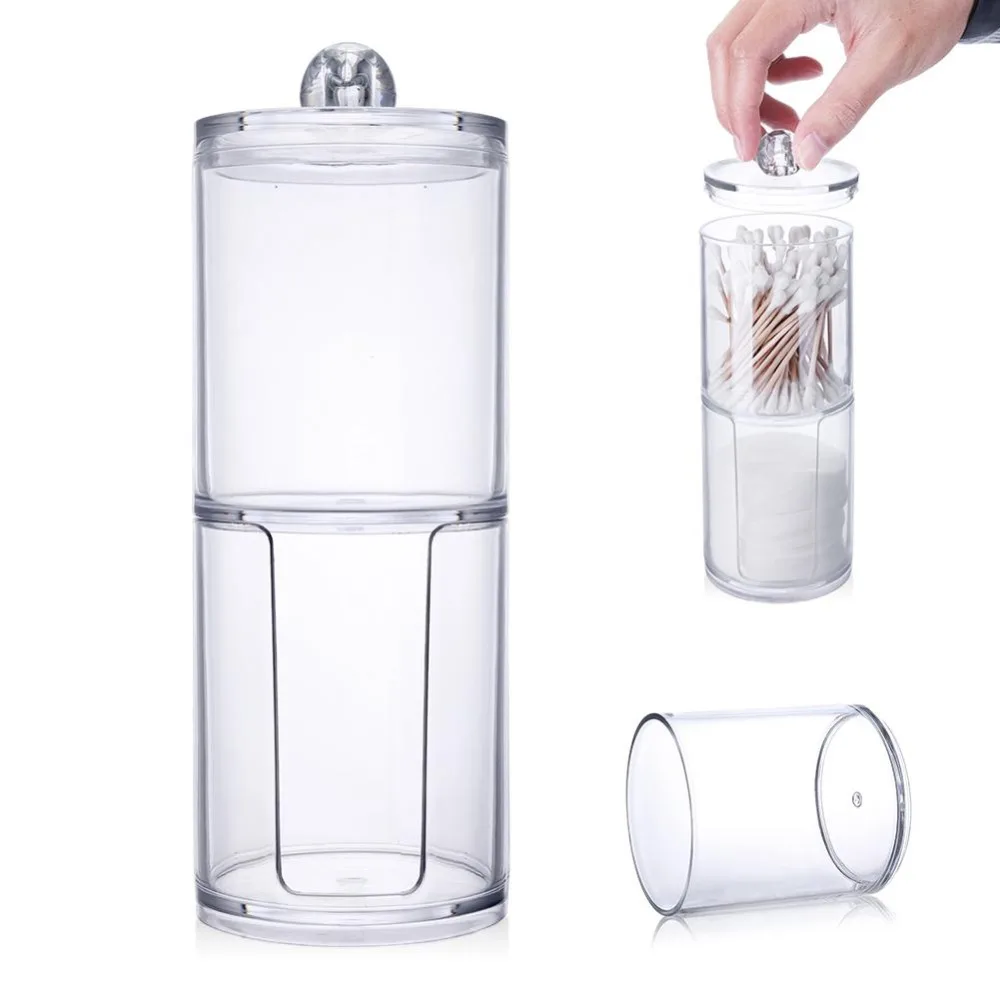 

Acrylic Multifunctional Round Qtip Container Cosmetic Makeup Cotton Pad Organizer Makeup Desktop Tool Jewelry Case Container New