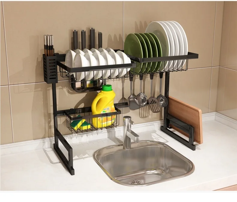 Black plate container sink sink faucet stainless steel faucet bowl chopsticks Chinese sewer kitchen plate sink storage cabinet
