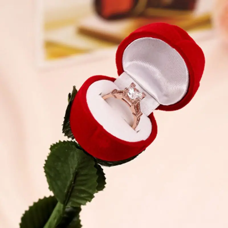Элегантность Роза кольцо держатель с длинным стержнем Роза кольцо коробка, для юбилеев