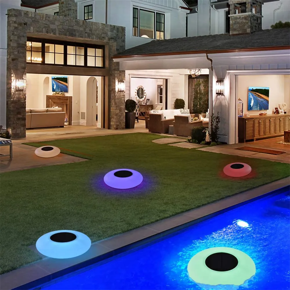 Solar Floating Swimming Pool LED Lights Outdoor Color Changing Garden Pond Night Lights Solar Water Drift Lamp Lawn Lamp mushroom rain air humidifier electric aroma diffuser rain cloud smell distributor relax water drops sounds colorful night lights