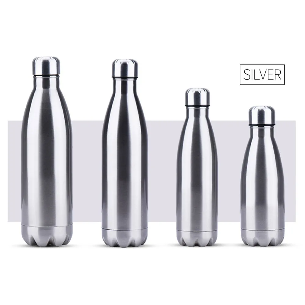 Silver 350/500/750/1000 мл с двойными стенками кружка-термос Нержавеющая сталь воды бутылка для колы вода пива термос для Спортивная бутылка - Цвет: Silver