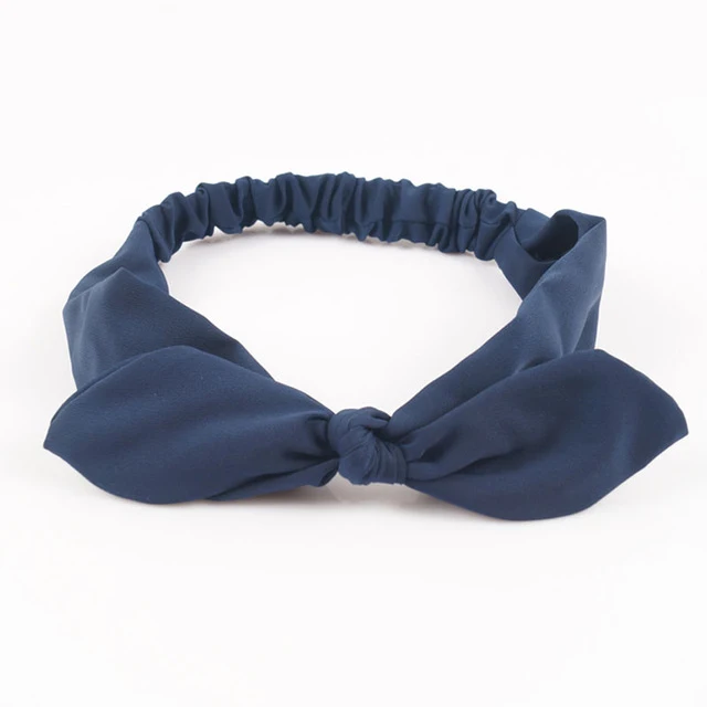 Plain Polyester Bunny Ears Headband For Women Female Elastic Bow Hairband Women's Headwear Hair Accessories повязка на голову 6