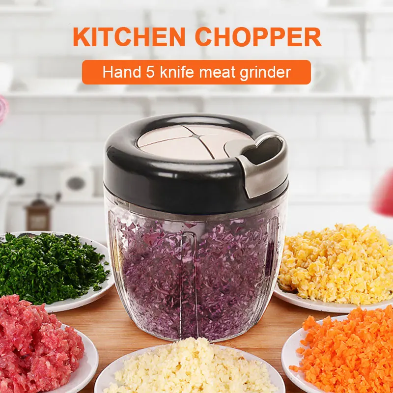 5 Blades Slicer Cutter Hand Pull Type Kitchen Tool Agitator Cooking Meat Shredder Stainless Steel+ ABS Practic Meat Grinders