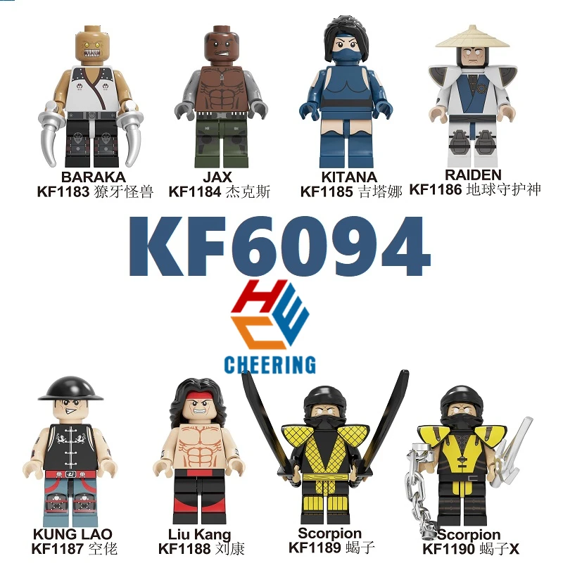

20Pcs Wholesales Building Blocks Famous Game Mortal Kombat Baraka Jax Kitana Raide Scorpion Models Toys Gift For Children KF6094