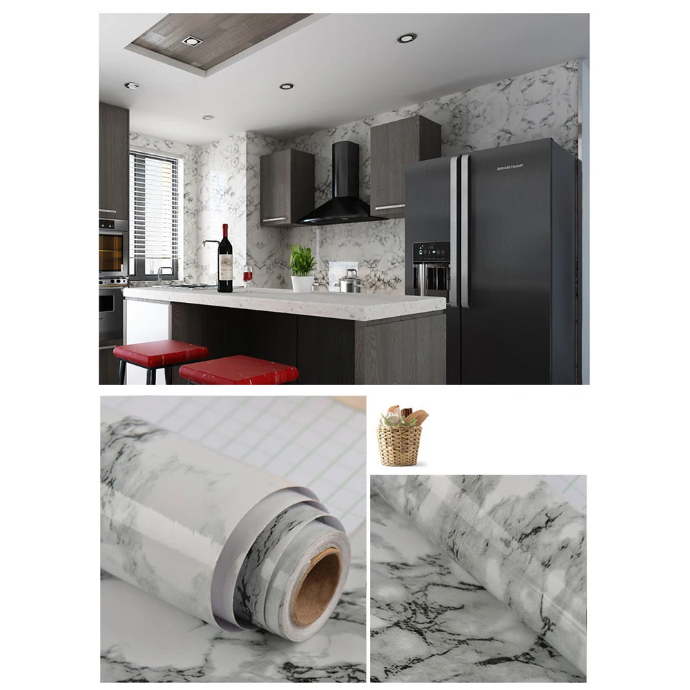 10m Marble Wallpapers Self Adhesive Granite Marble Effect Waterproof Thick Waterproof PVC Wallpaper Sticker Roll Home Decor