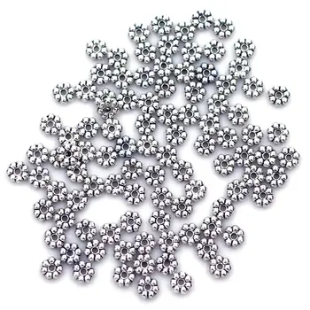 

1500Pcs Silver Tone Tiny Flower Metal Spacer Beads DIY Jewelry Findings 6x2mm