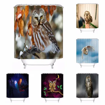 

Custom Owl Bird Art Branch Waterproof Bathroom Acceptable Shower Curtain Polyester Fabric Bathroom Curtain #180318-45-43