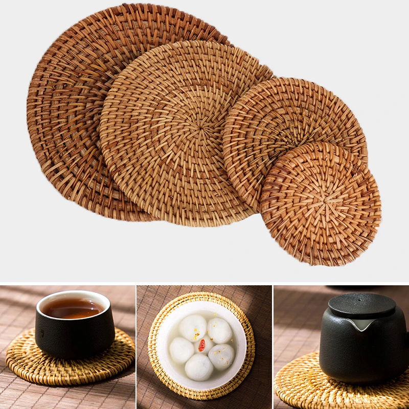 Yomdid Creative Rattan Woven Table Mat Round Placemats For Dining Table