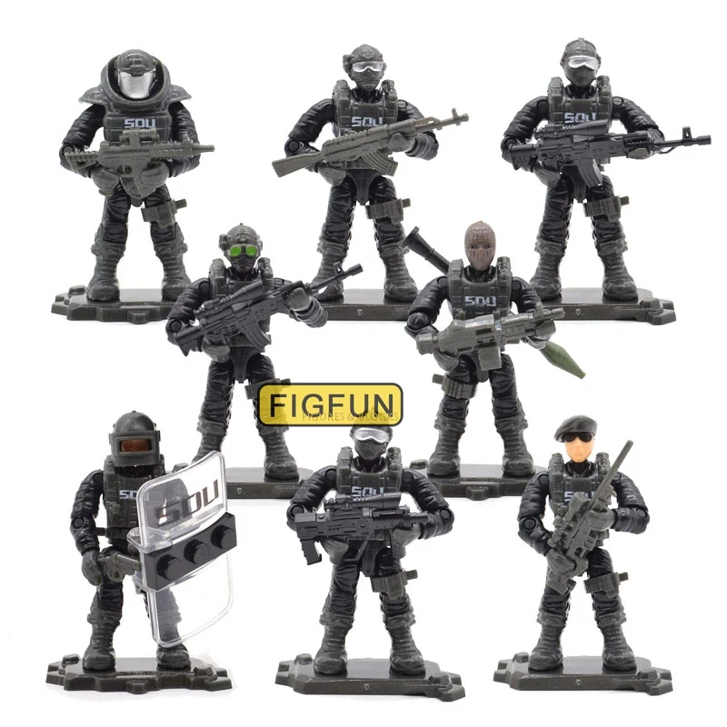  SWAT Mega Toy Figure Set War Military Series with Weapons Dog Call Telescope Building Blocks Bricks