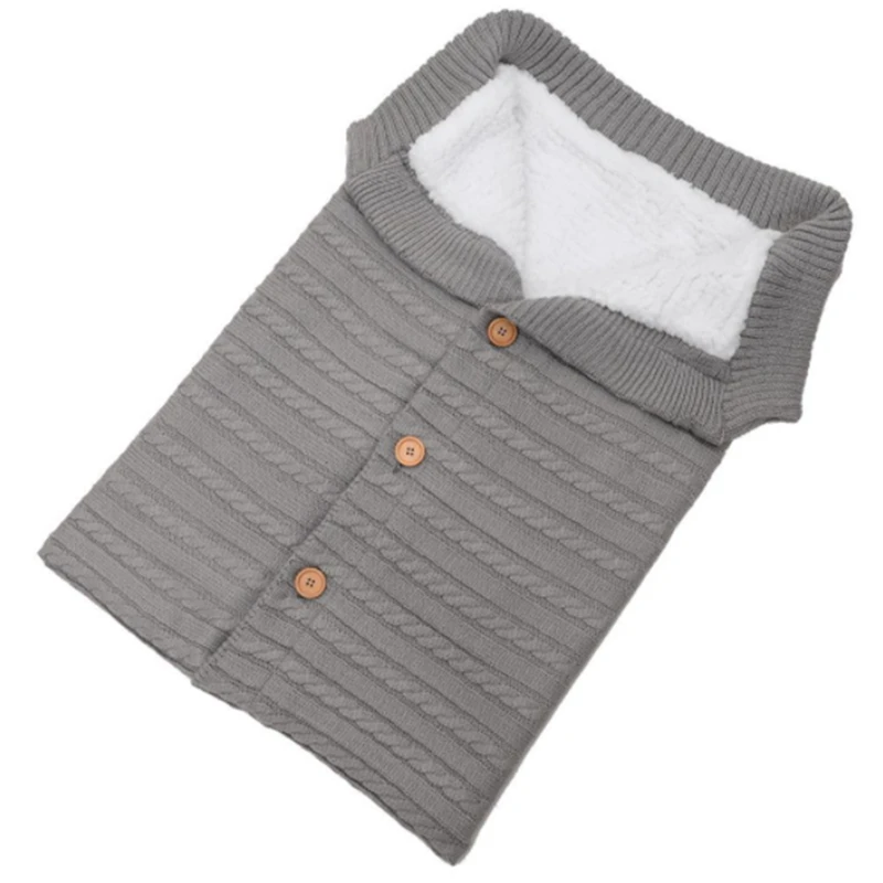 

Newborn Baby Sleeping Bag Winter Warm Sleeping Bag Baby Button Knitted Stroller Wrapped Baby Blanket Sleeping Bag