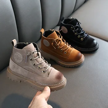 

2019 New Autumn Kids Boots Leather Boys Girls BootsToddler Boots For Kids Lace-up Non-slip Waterproof Fashion Children's Boots